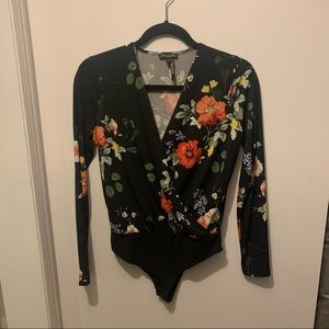 Dynamite - Black Floral Long Sleeve Bodysuit